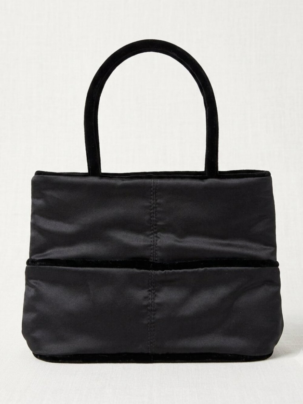 Y2K Black Satin Mini Purse Vintage Evening Bag Velvet Detail Kenneth Cole